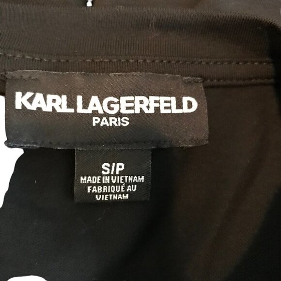 KARL Lagerfeld Black 95% Cotton With Netted Ruffle Sleeves Size S - Picture 6 of 7